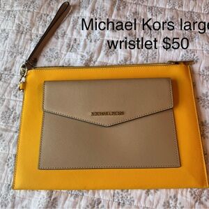 Michael Kors Yellow and Tan Clutch